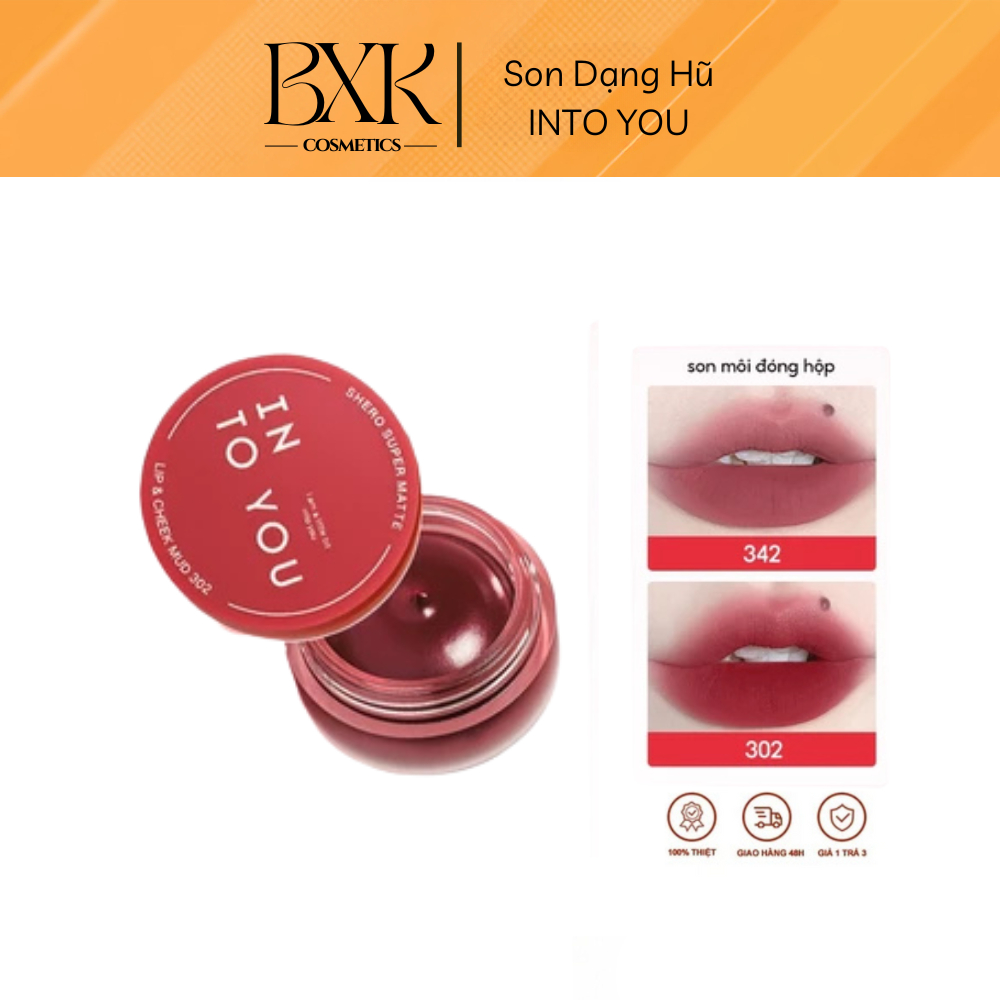 Son Môi INTO YOU Dạng Hũ Kiêm Má Hồng Màu Lì Lâu Trôi BXK COSMETICS