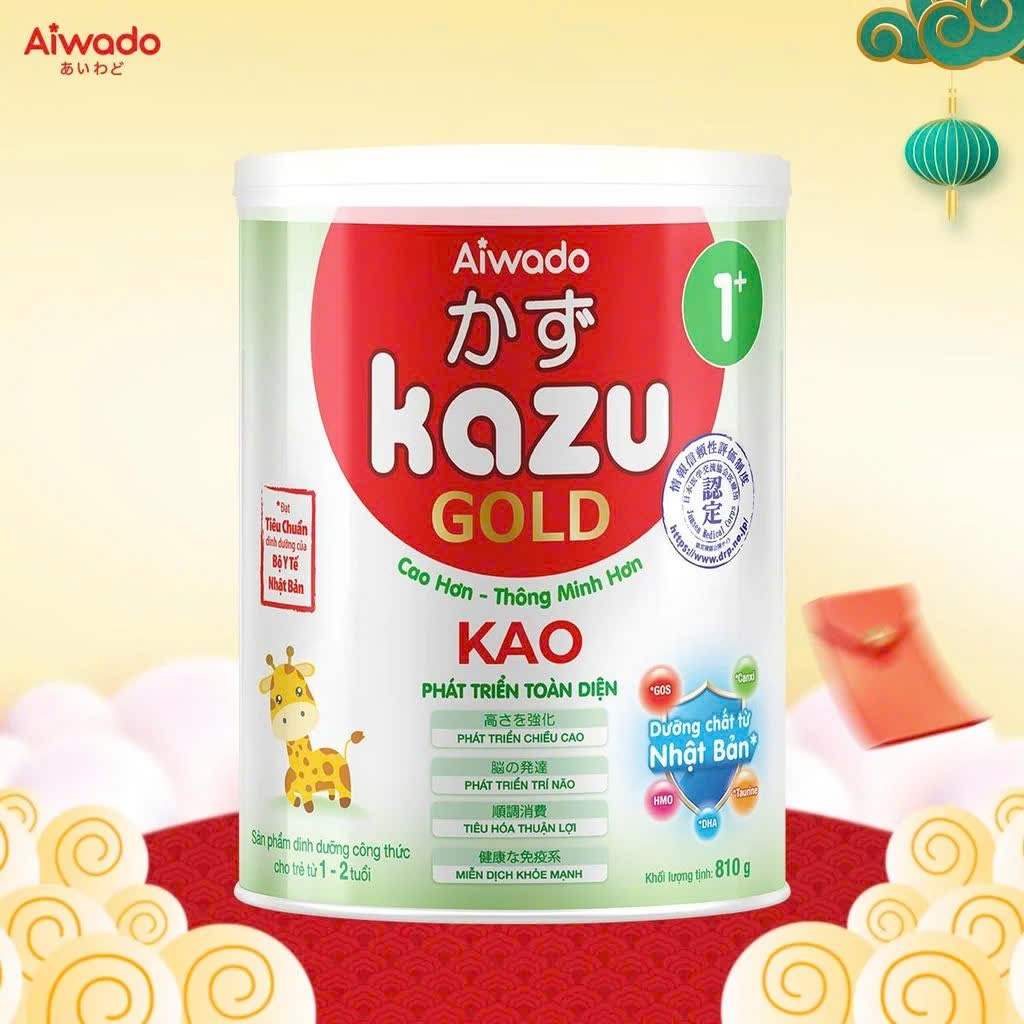 Sữa bột Aiwado Kazu Kao Gold 1+2+ 810g