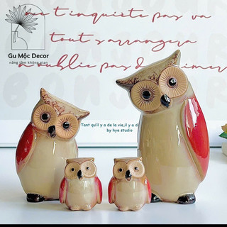 Set quà tặng bộ Cú dễ thương gốm sứ cao cấp để bàn decor sáng tạo trang trí đơn giản và tinh tế