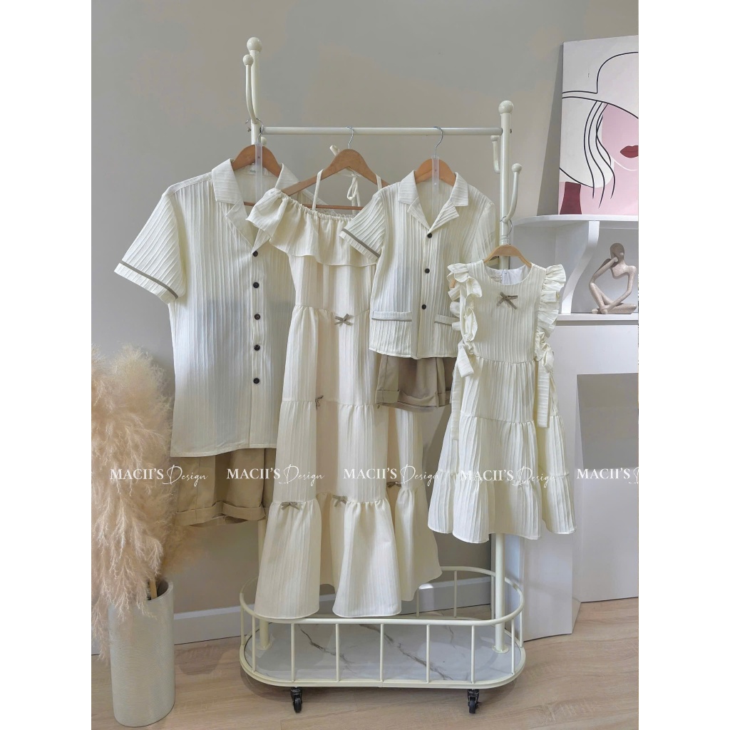 Đồ đôi mẹ bé, đồ đôi gia đình- SET ĐŨI GÂN KEM M71