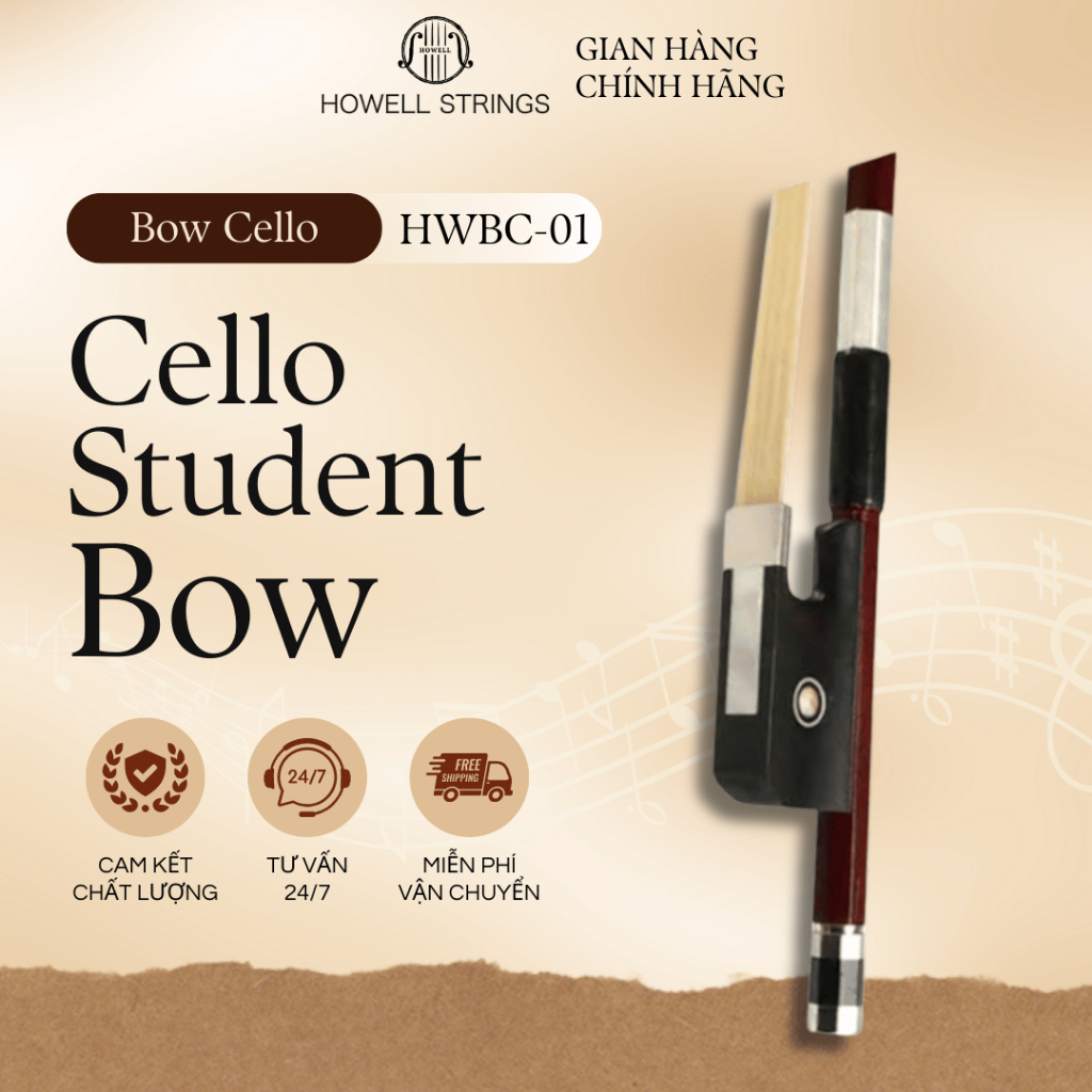 Cung Vĩ Cello HOWELL STRINGS Student Bow Model 1 – Vĩ Cho Người Mới Bắt Đầu Level 1-3 (ABRSM) | HWBC