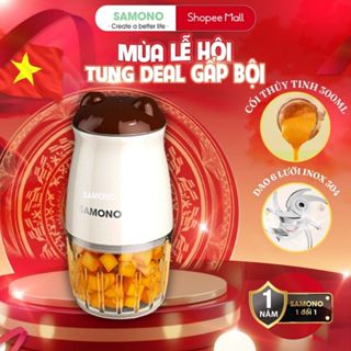 (BH 1 Năm)Samono Máy xay thực phẩm mini đa năng, 6 lưỡi dao, dung tích 300ml, công suất 200w, xay nhuyễn cho bé