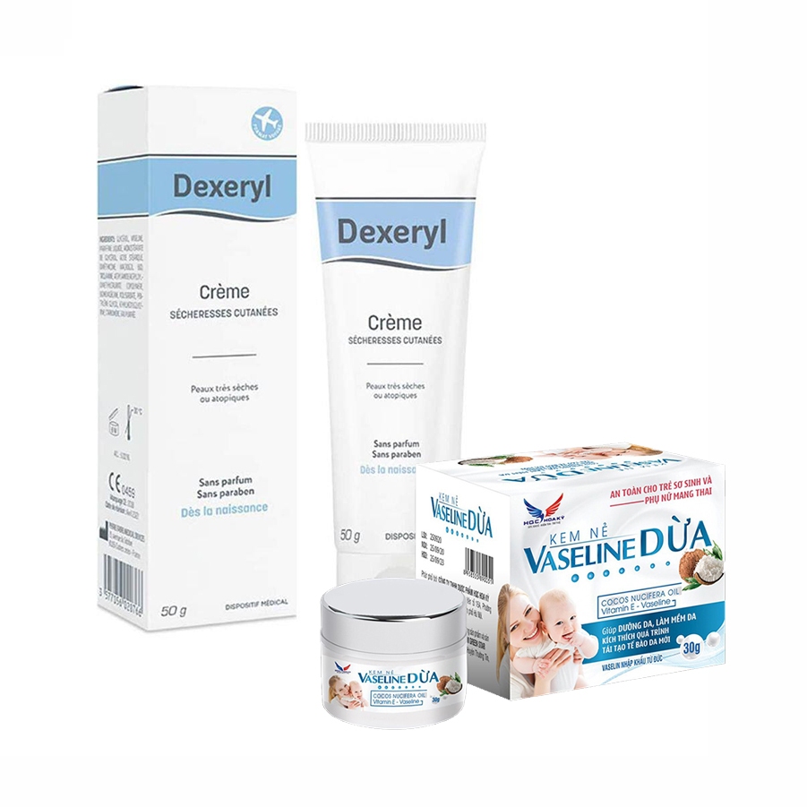 Kem dưỡng ẩm Vaseline dừa 30gr, chàm Dexeryl
