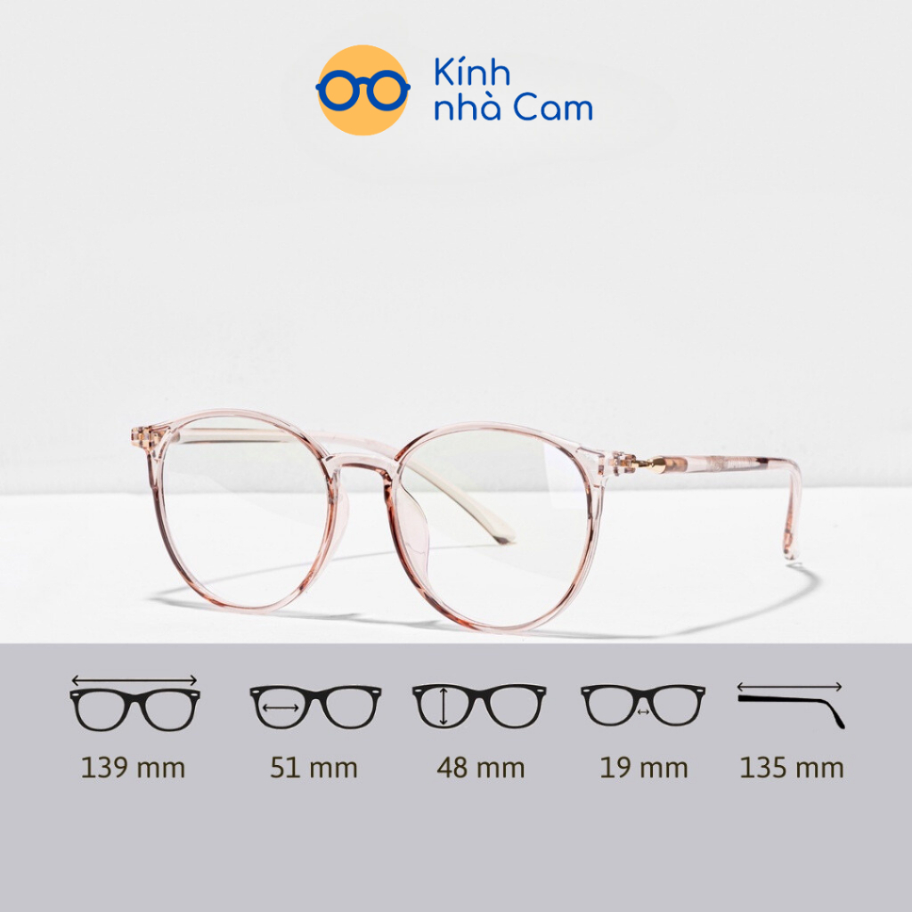 Gọng Kính Cận Tròn Nhựa Dẻo Hàn quốc (kèm hộp đựng), Gọng Kính Mắt Tròn Thời Trang nhiều màu FERADO