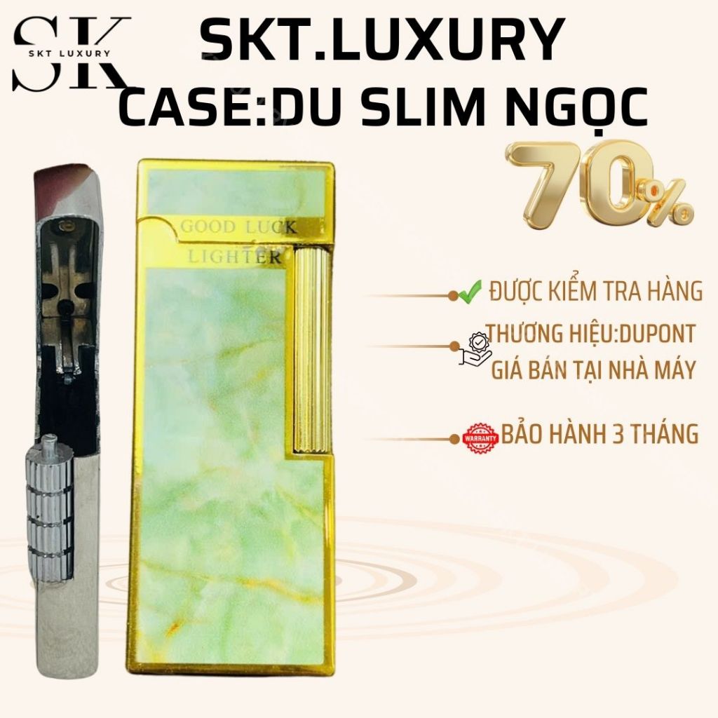 CASE Dupont slim ngọc(tặng kèm 5v đá).Chất liệu đồng thau( Không Bao Gồm Nhiên Liệu)