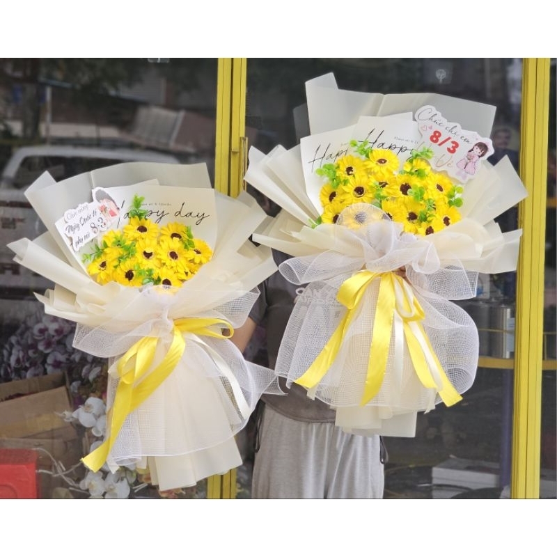 Bó hoa hướng dương sáp 11 bông và 15 bông