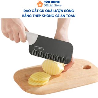 Dao cắt khoai tây lượn sóng T2DHome dao lượn sóng sấn rau củ quả dao thái sóng đa năng bằng thép không gỉ