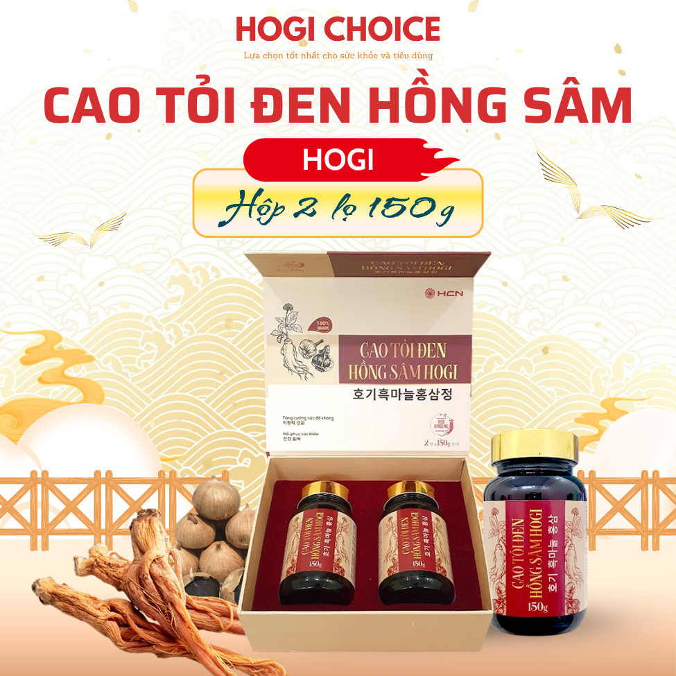 Cao Tỏi Đen Hồng Sâm HOGI Hỗ Trợ Sức Khỏe Tăng Sức Đề Kháng - Hộp 2 Lọ 150g
