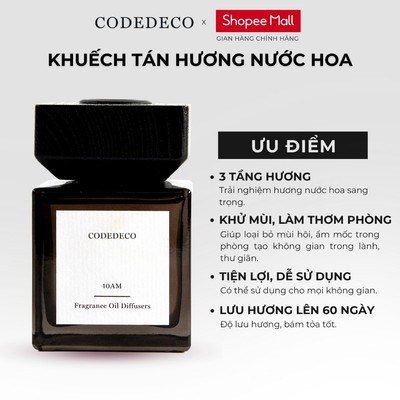 Tinh dầu khuếch tán CODEDECO 10AM 100ml 3 tầng hương từ hoa Cam, Chanh Vàng, hoa Nhài