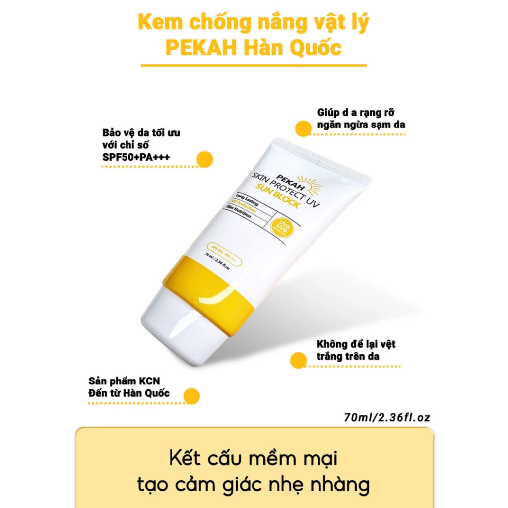 Kem Chống Nắng Vật Lý PEKAH Skin Protect UV Sun Block SPF 50+ PA+++ 70ml
