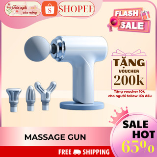  Máy Massage Cầm Tay Mini Cao Cấp Có Cảm Biến Massage Gun 4 Đầu Súng Mát Xa Giãn Cơ Đấm Lưng. 