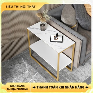 Bàn Trà 2 Tầng Đa Năng Để Cạnh Sofa Tab Đầu Giường Phòng Ngủ Kệ Decor Phòng Khách Gỗ MDF Chắc Chắn