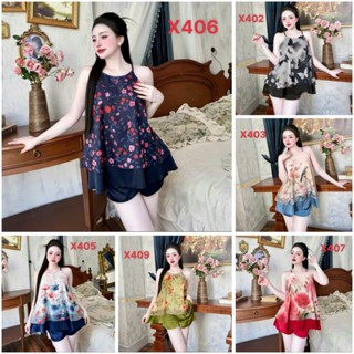 Bộ pyjama X4 mặc ở nhà, mặc ngủ, bộ yếm ngủ lụa latin