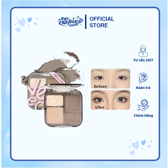 Bảng Phấn Tạo Khối VEECCI Hightlight Bắt Sáng Tự Nhiên Tích Hợp Má Hồng Lâu Trôi Chống Nước