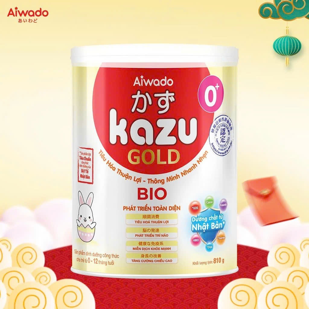 Sữa bột Aiwado Kazu Bio Gold 0+ 1+ 810g