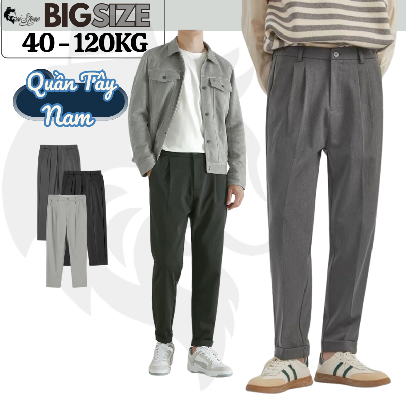 45-110KG Quần Tây Nam, Quần Âu Nam - phía sau lưng thun, Baggy vải co giãn nhẹ