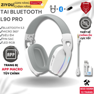 Tai Nghe Gaming Headphone Không Dây Ziyou Attack Shark L90 Bluetooth 5.3, Âm Thanh Vòm 7.1, LED RGB