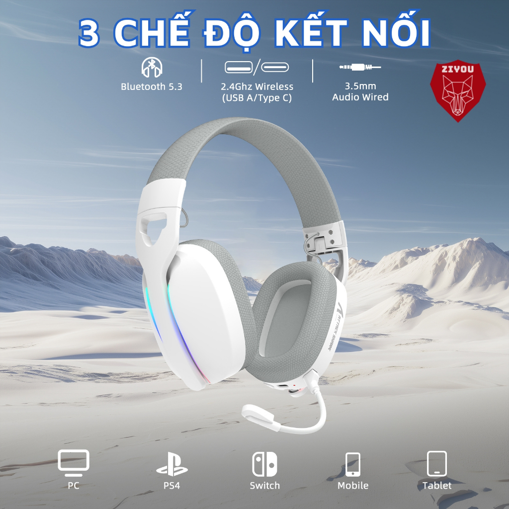 Tai Nghe Gaming Headphone Không Dây Ziyou Attack Shark L90 Bluetooth 5.3, Âm Thanh Vòm 7.1, LED RGB | BigBuy360 - bigbuy360.vn