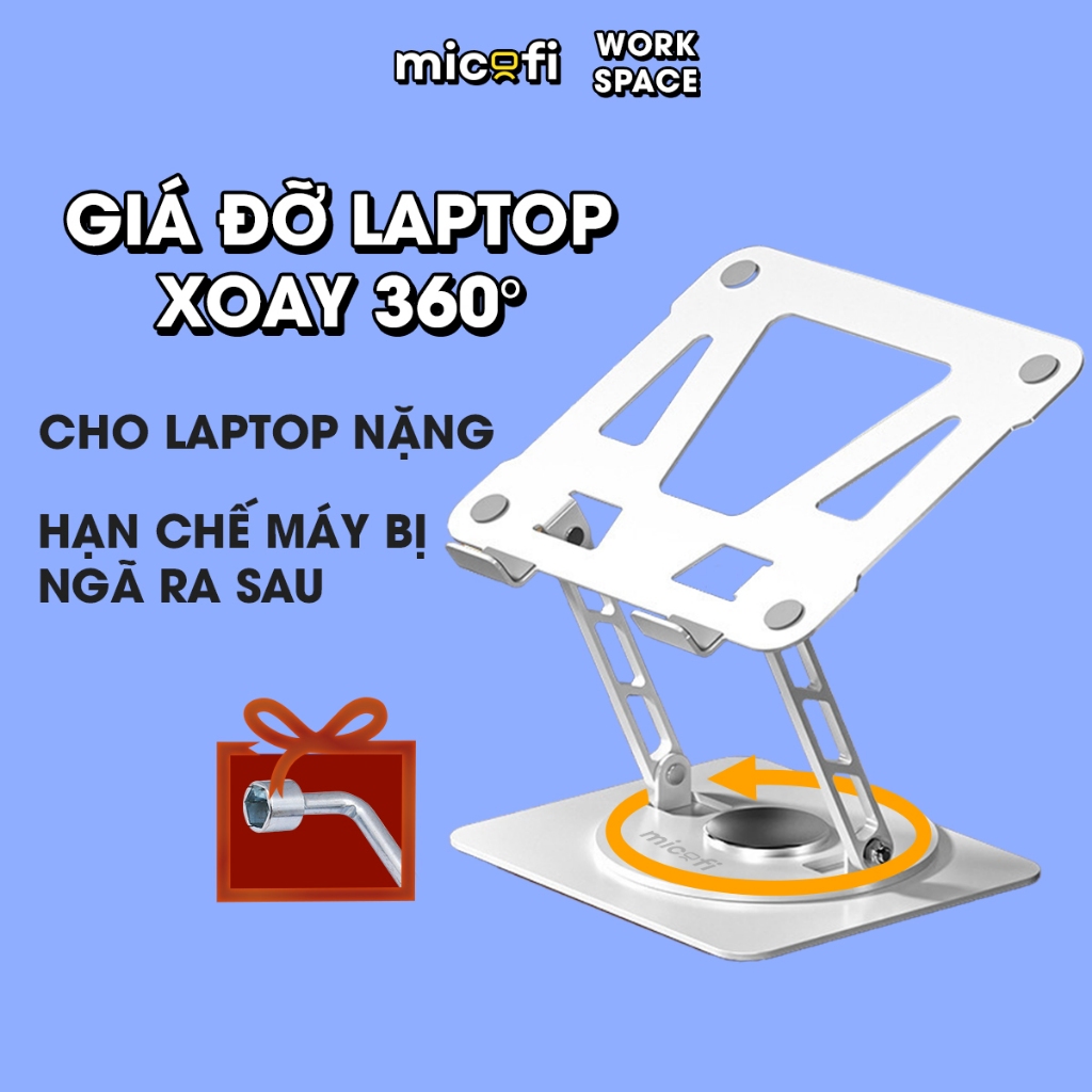 Giá Đỡ Laptop Micofi Ipad, Máy Tính Bảng, Kê Tablet Xoay 360 Độ, Kim Loại, Tản Nhiệt, Chịu Lực Tốt, Gaming