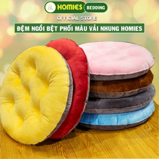 Đệm Ngồi Bệt Phối Màu HOMIES Hình Tròn Vải Nhung Mềm Mịn Decor Trang Trí - Kích Thước 40cm x 40cm