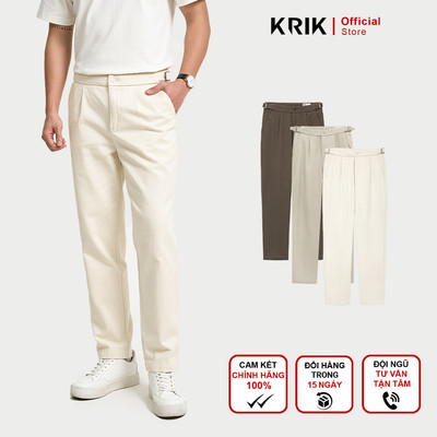 Quần Kaki Nam KRIK Form Baggy Thanh Lịch Tối Giản Thiết Kế Tăng Đơ Tùy Chỉnh Linh Hoạt QK6543