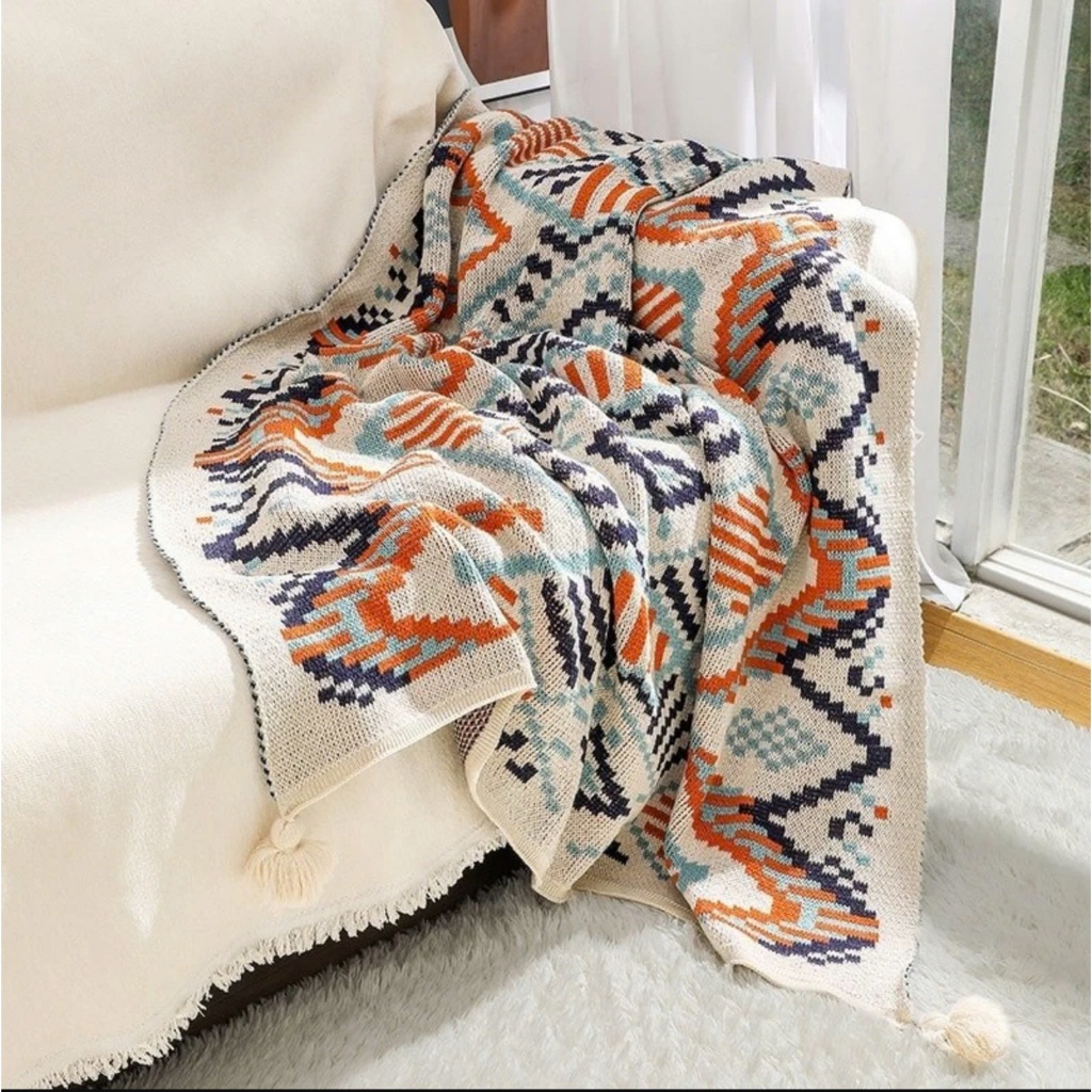 Chăn phủ ghế sofa thổ cẩm dệt kim