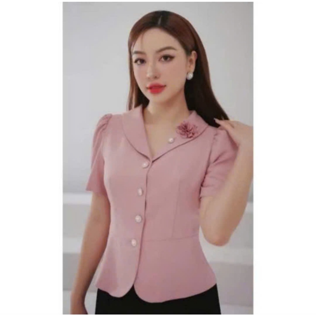 ÁO KIỂU PHỐI HOA TRƠN G66