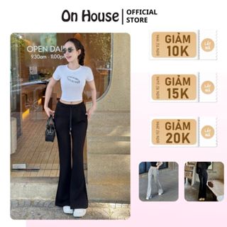 Quần thun ống loe vintage hack dáng nâng mông có túi, chất thun dày dặn, co giãn mặc mát On House