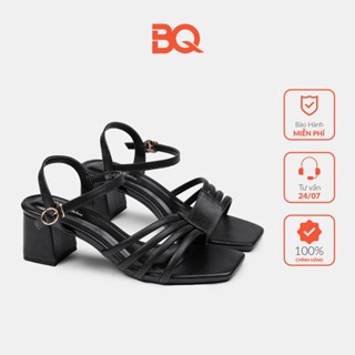 Giày sandal nữ cao gót đế vuông 5 phân quai dây chéo cách điệu Gi BQ66