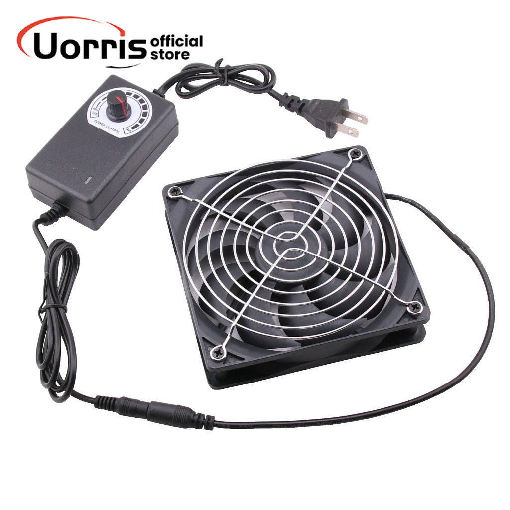 ⚡️COD⚡️Quạt Tản Nhiệt Chó Mèo, Quạt Làm Mát Gắn Chuồng-Quạt Thông Gió Hình Vuông 12CM Kèm Bộ Điều Tốc 1200RPM