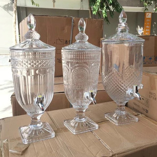 GDHT Bình ngâm rót rươu thủy tinh có vòi Dung tích 2-3-5 Lít. Thuỷ tinh vân nổi sang trọng.