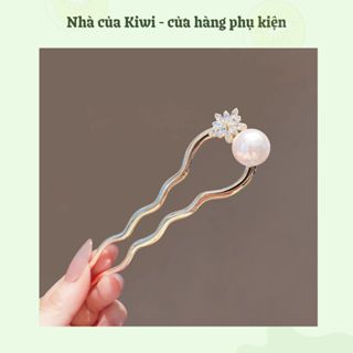 Trâm cài tóc chữ U bông tuyết ngọc trai