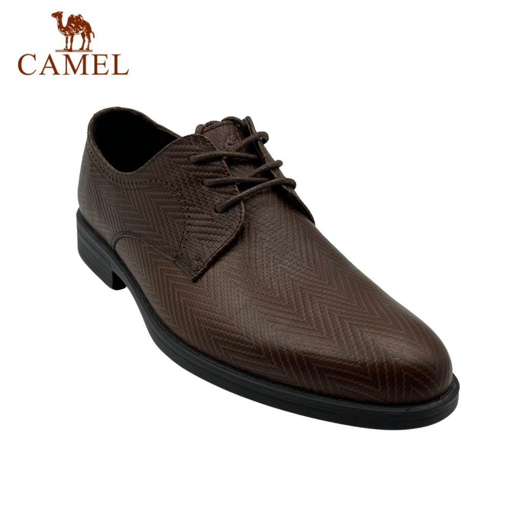 Giày tây nam, giày Oxfords buộc dây Camel da bò cao cấp thiết kế sang trọng - A201263119N