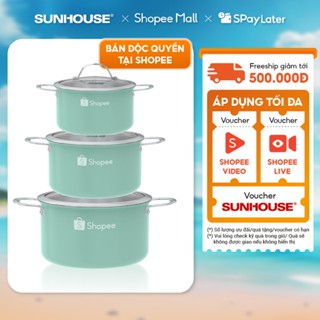 [Độc quyền Shopee] Bộ nồi inox 304 đáy liền đa lớp nguyên khối SUNHOUSE MAMA SHG701/708 - Đáy từ dùng cho mọi loại bếp