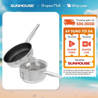 Bộ chảo quánh inox impact Sunhouse ECO IN16BB1-IN16BB2 - Hàng xuất Mỹ - Dùng được trên mọi loại bếp