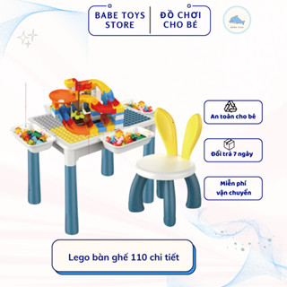  Bộ Bàn Đa Năng Xếp Hình Cho Bé 110 Chi Tiết Lắp Ghép Kèm Ghế Tai Thỏ + Đồ Chơi Giáo Dục Thông Minh Cho Trẻ 