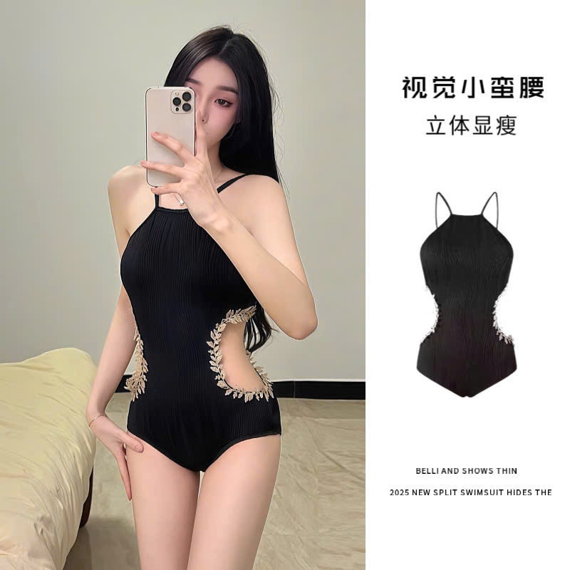 Set bộ đồ bơi bikini áo tắm liền thân mùa hè khoét eo cổ yếm sexy quyến rũ hàng QCCC HMH BKN23 | BigBuy360 - bigbuy360.vn