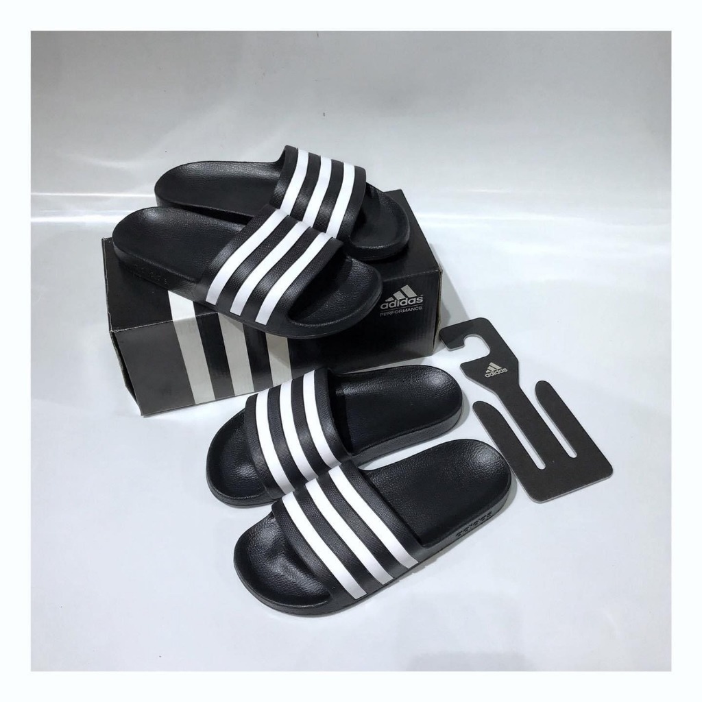 [CHÍNH HÃNG] DÉP AQUA SLITE ĐEN SỌC TRẮNG - CODE : F35543