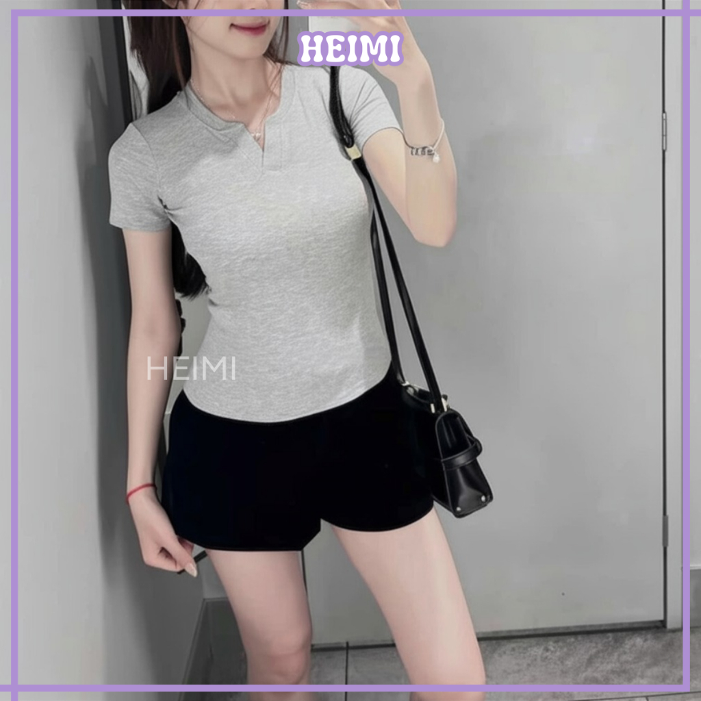 Áo Thun Cổ Trụ Tàu Form Ôm Fit Body HEIMI, Áo Body Chiết Eo Tôn Dáng Chất Thun Cotton Mềm Mịn Co Giãn | BigBuy360 - bigbuy360.vn