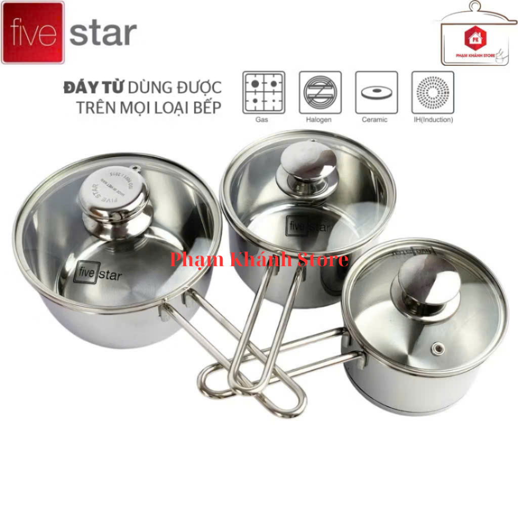 Quánh Inox Fivestar Standard 3 Đáy Nắp Kính Sử Dụng Được Trên Bếp Từ