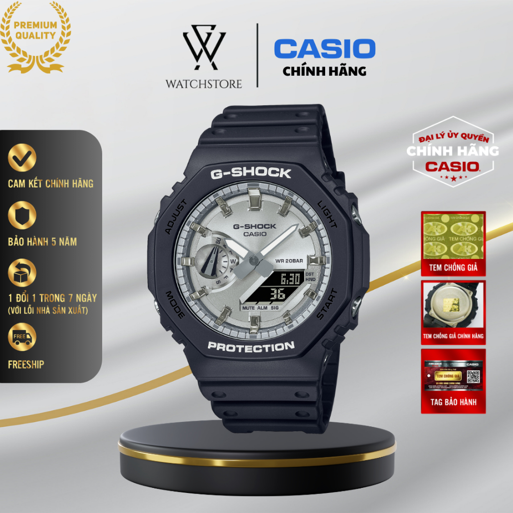 Đồng Hồ Điện Tử Nam Casio G-Shock WATCHSTORE GA-2100SB-1ADR Thiết Kế Mặt Kính Khoáng 45.4mm, Dây Nhự
