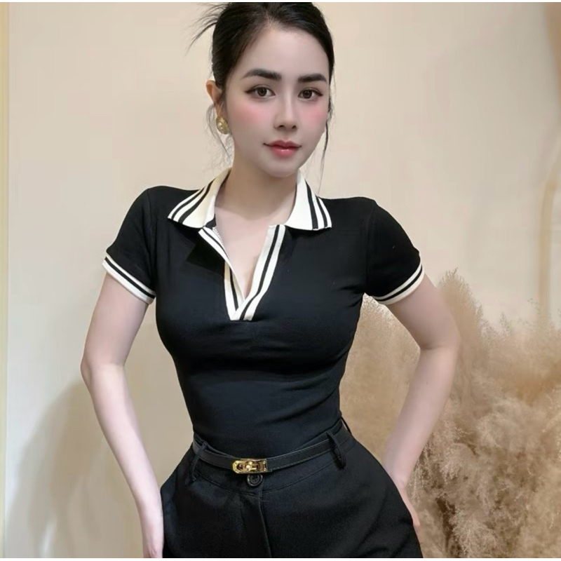 Áo Thun Polo Nữ Cổ Bẻ Phối Viền Chất Thun Borip Co Giãn Ôm Body AT20 CinZy SG | BigBuy360 - bigbuy360.vn