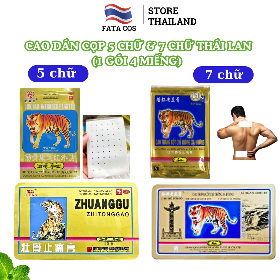 Cao dán con hổ 5 chữ thái lan, cao dán con hổ 7 chữ fata co's độ nóng và bám dính tốt