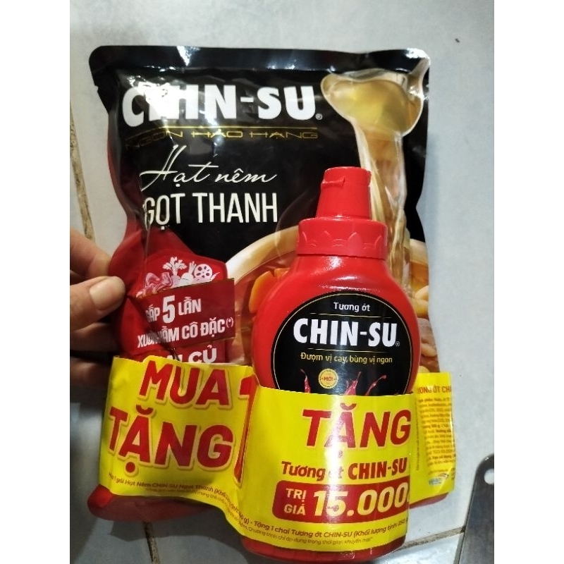Combo 3 gói Hạt nêm Chinsu ngọt thanh 400g tặng tương ớt Chinsu
