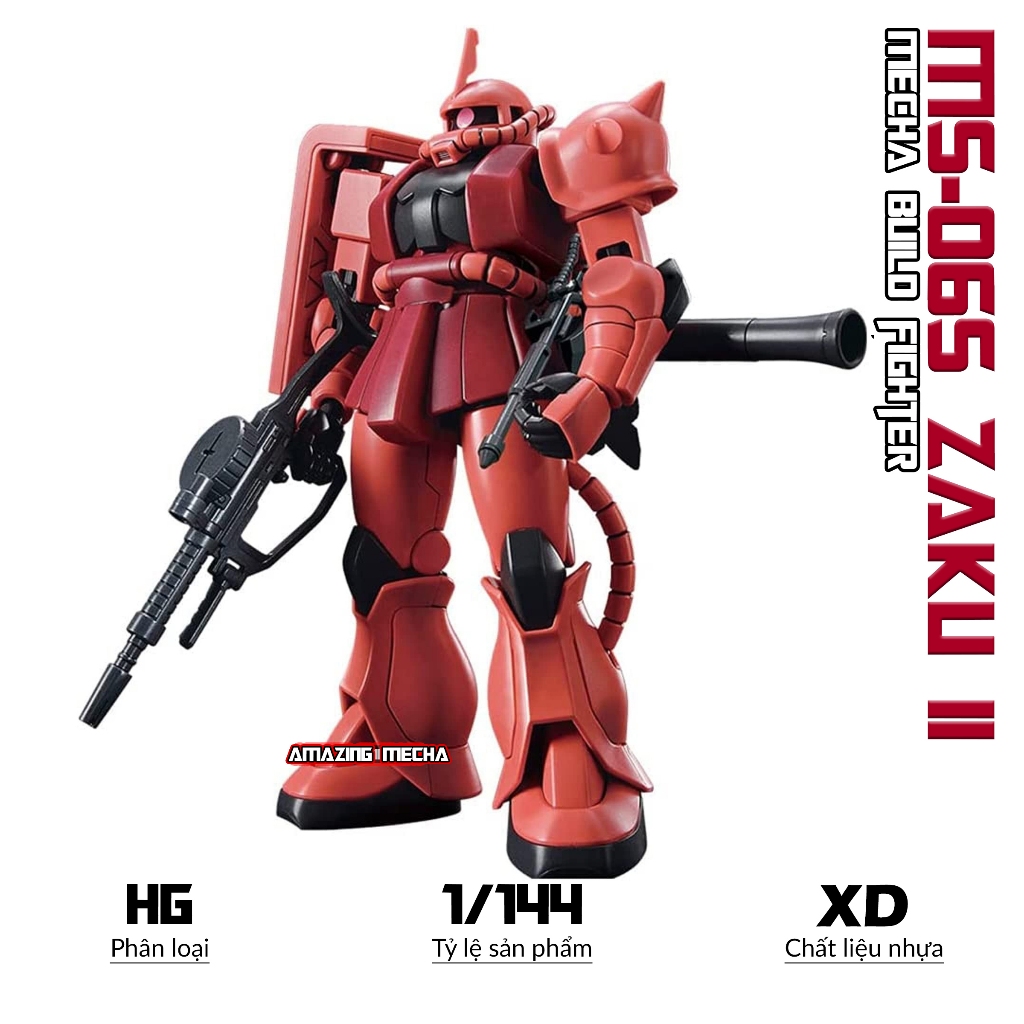 Mô hình HG MS-06S Zaku II Red, 1/144 Mobile Suit, Đồ chơi lắp ráp nhựa