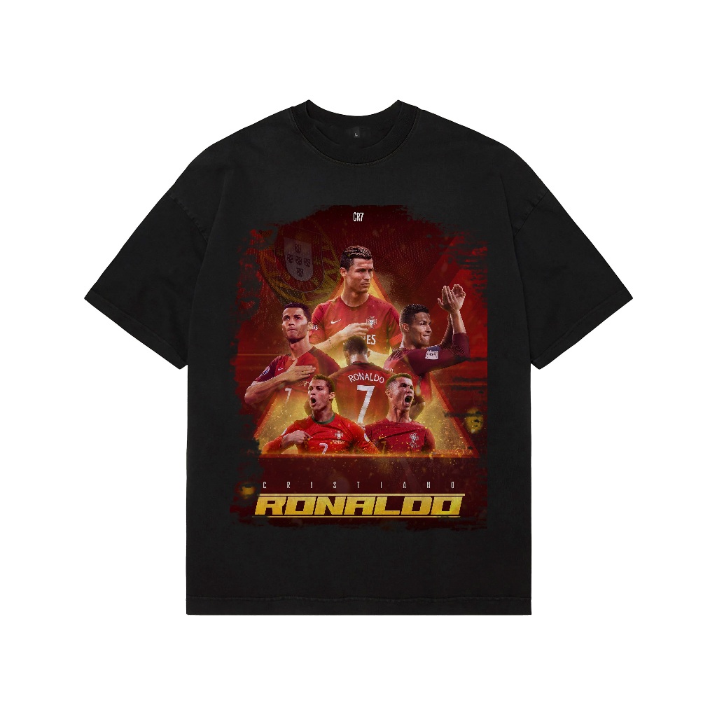 Áo thun Ronaldo màu đen unisex nam nữ form rộng Cristiano Ronaldo_THS09012550