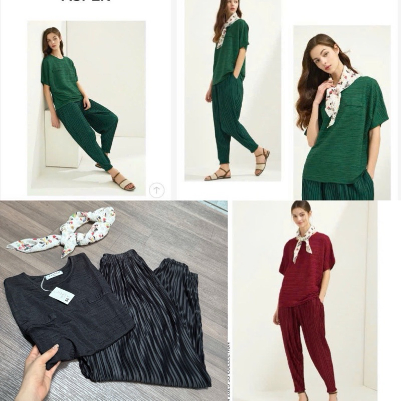 (HÀNG XUẤT XỊN) Bộ xuất Hàn áo cánh dơi và quần xếp ly alibaba kèm khăn