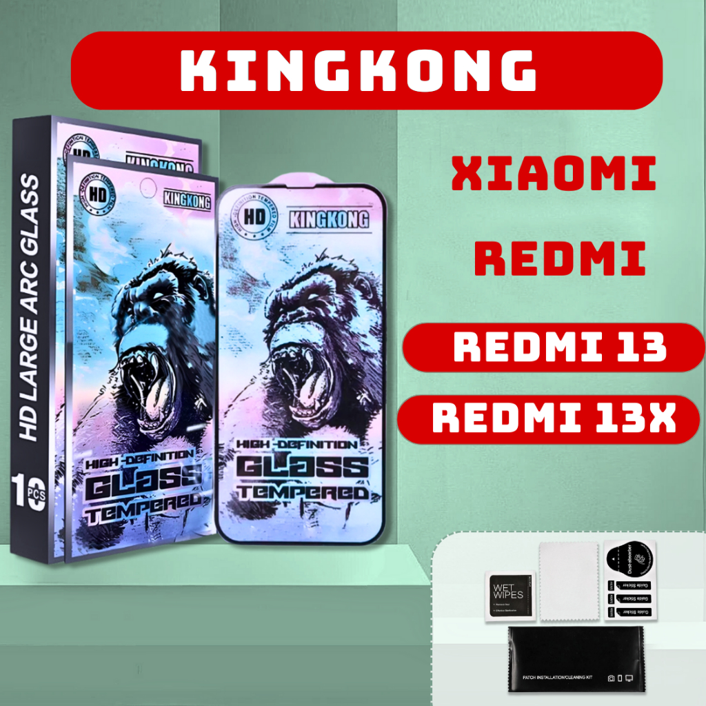 Kính cường lực KINGKONG XANH REDMI 13 / Redmi 13x thế hệ mới|Miếng dán bảo vệ màn hình Xiaomi |opkem