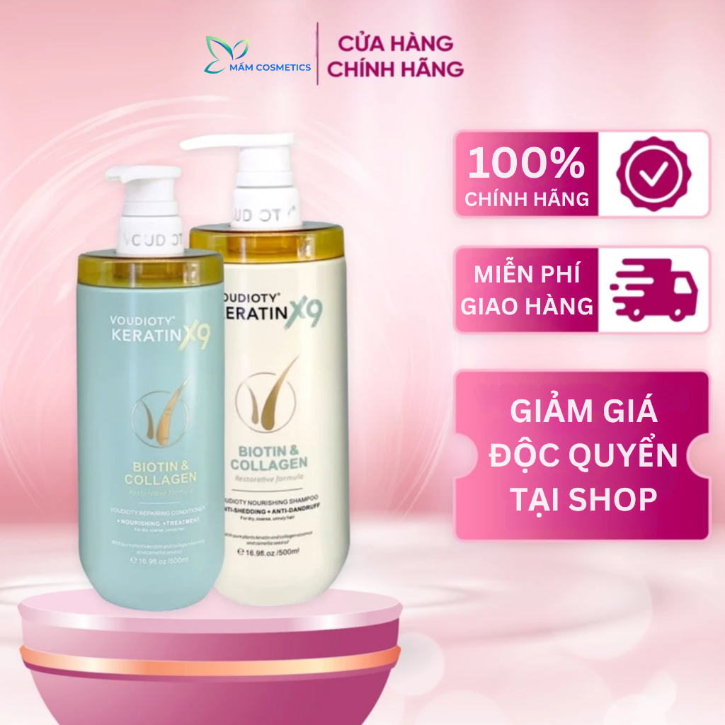 [SALE] Cặp dầu gội, dầu xả phục hồi tóc hư tổn nặng Voudioty Keratin X9, Dầu gội xả tóc keratin x9 b