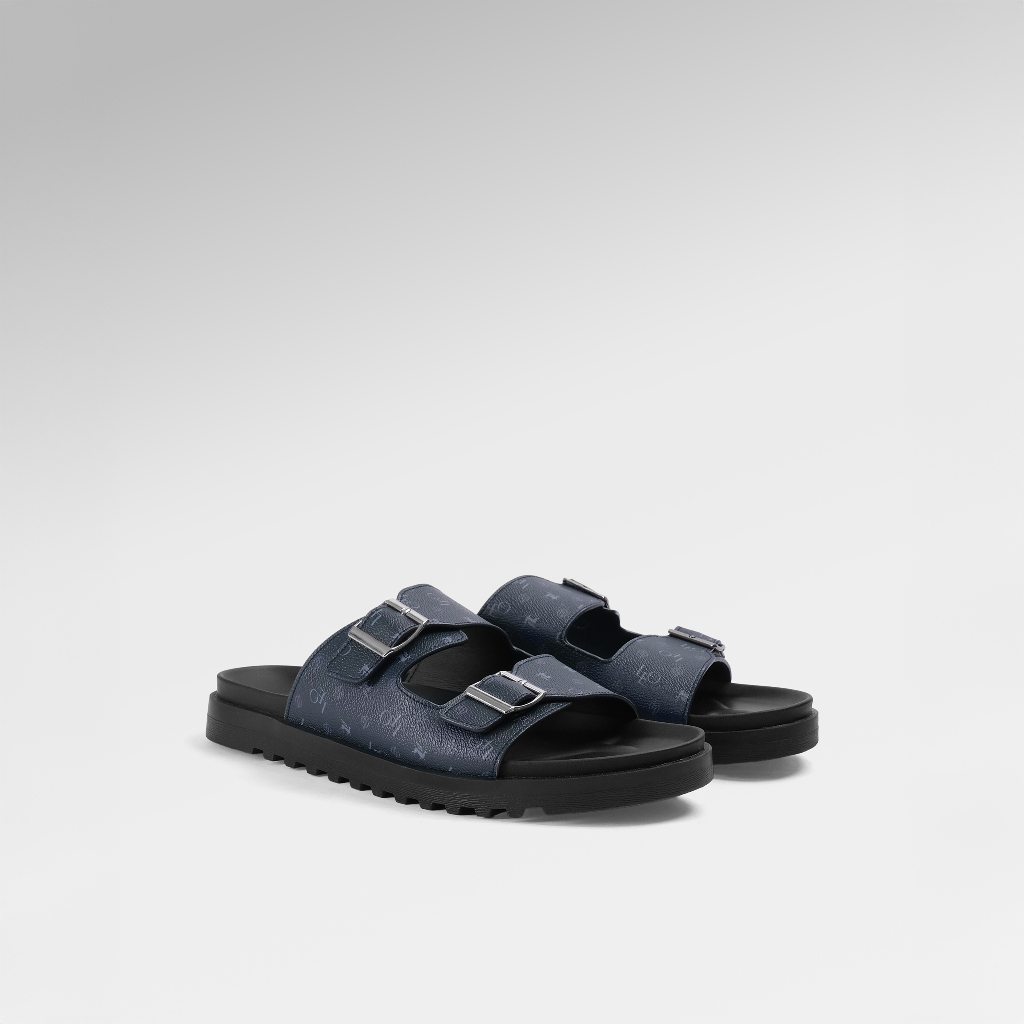 Dép Da Nam Nữ Monogram Neo Chất Liệu Da Microfiber Cao Cấp Thương Hiệu LEONARDO